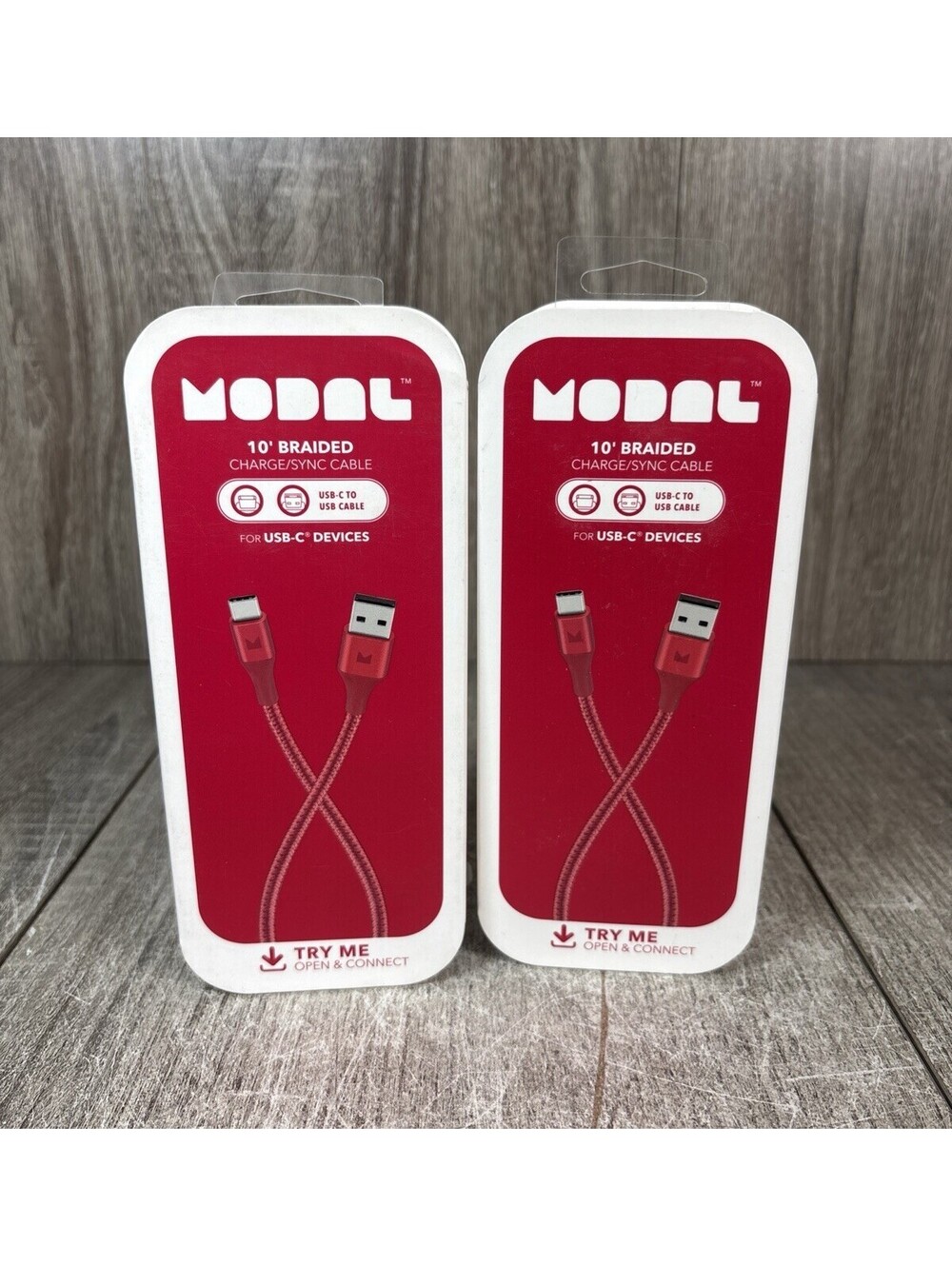 Modal by BestBuy USB to USB-C Type C Braided Cable 10FT in Red - TYPE C 10 FT